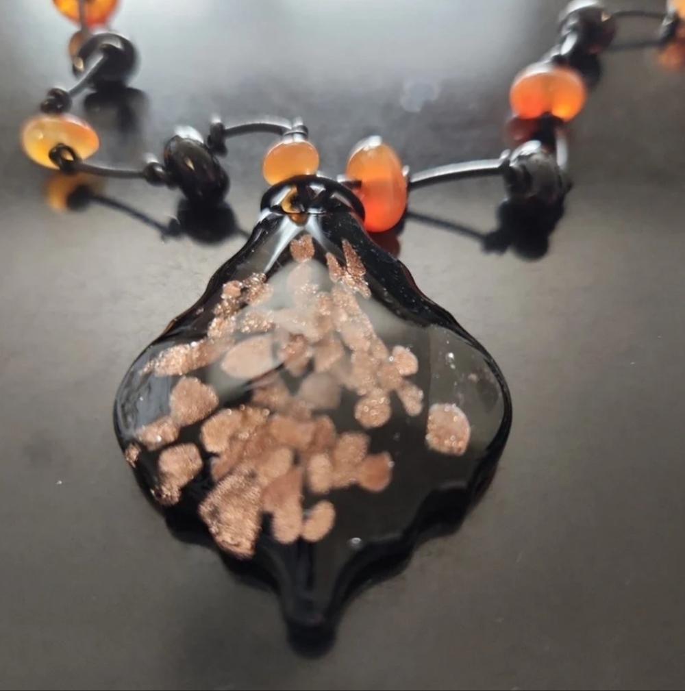 Black Dichroic Glass Necklace